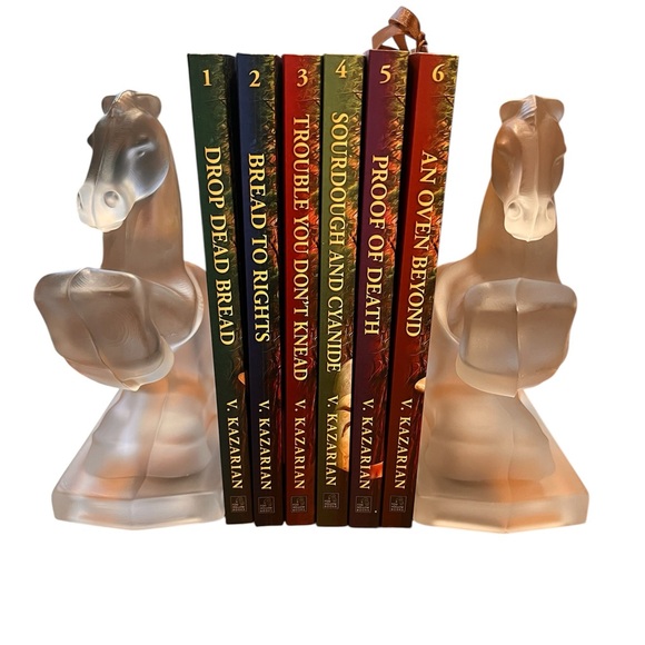 Vintage Fostoria Art Deco Satin Glass Horse Bookends